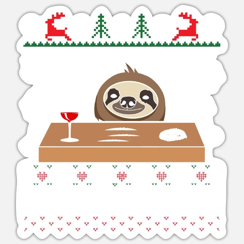 Let It Snow Sloth Pull moche Sticker taille S (10 x 10 cm)
