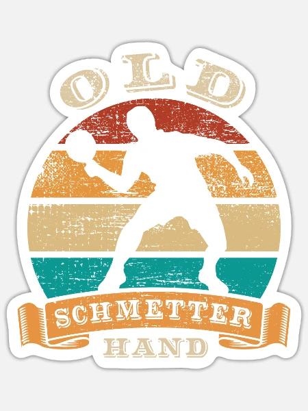 Old Schmetterhand Tischtennis Schmetterball - Sticker Größe S (10 x 10 cm) - Mattweiß