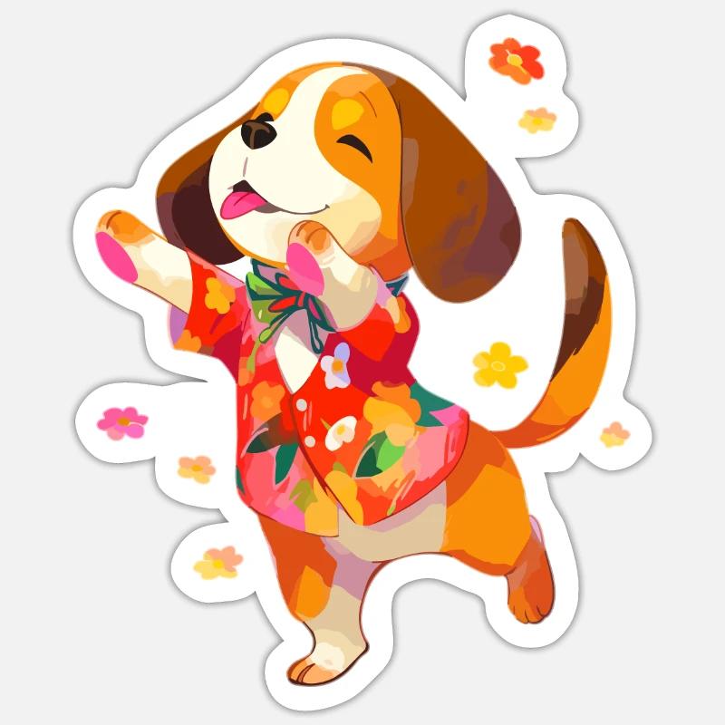 Cute Dancing Beagle Dog Sticker size S (10 x 10 cm)