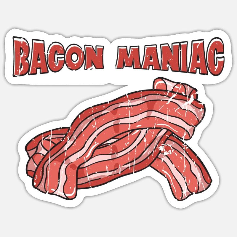 Bacon Maniac - Bacon - Sticker taille S (10 x 10 cm) - blanc mat