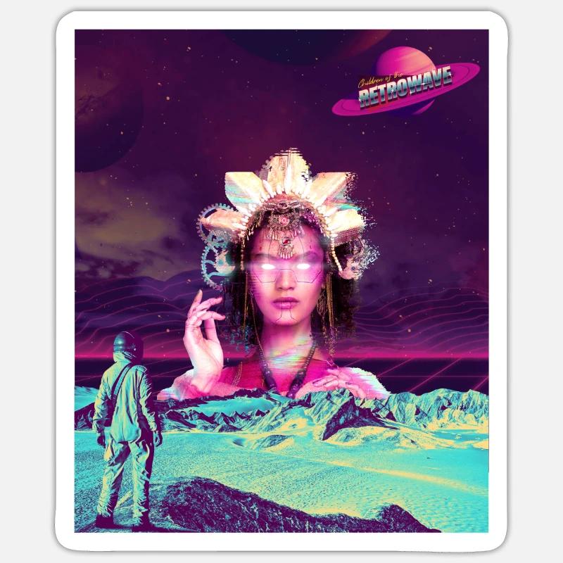 La divinité de l’espace dans Retrowave Sticker taille S (10 x 10 cm)