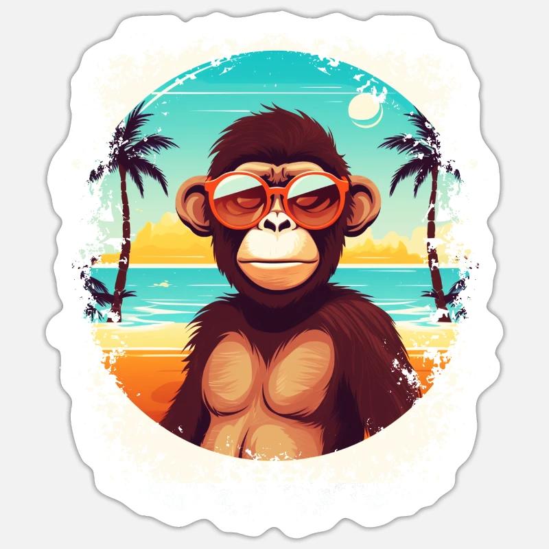Beach Breeze and Monkey Ease: Cool Summer Fun Sticker size S (10 x 10 cm)