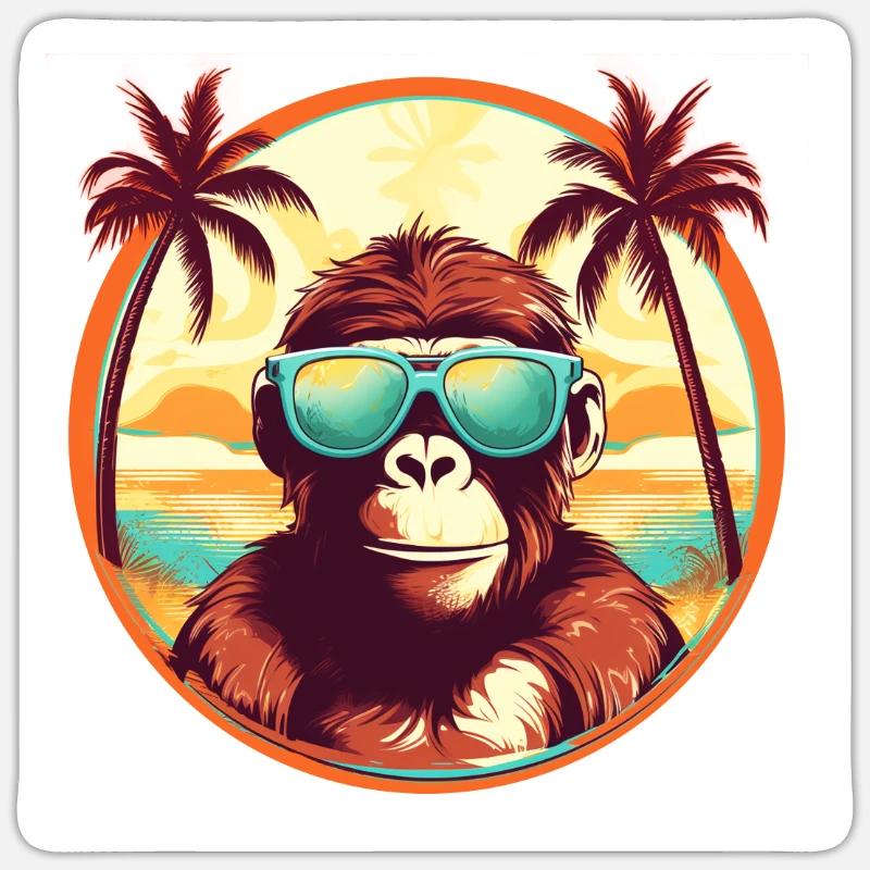 Sun, Sand, and Monkey Magic: Stylish Beach Design Sticker size S (10 x 10 cm)