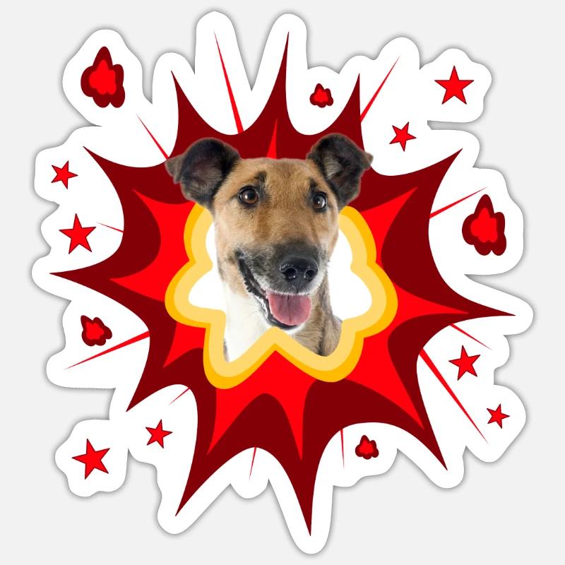 Comic Hund Design - Pow - Foxterrier Sticker Größe S (10 x 10 cm)