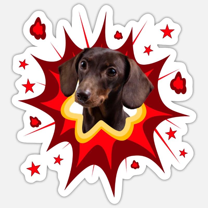 Conception de chien comique - Pow - Teckel Sticker taille S (10 x 10 cm)