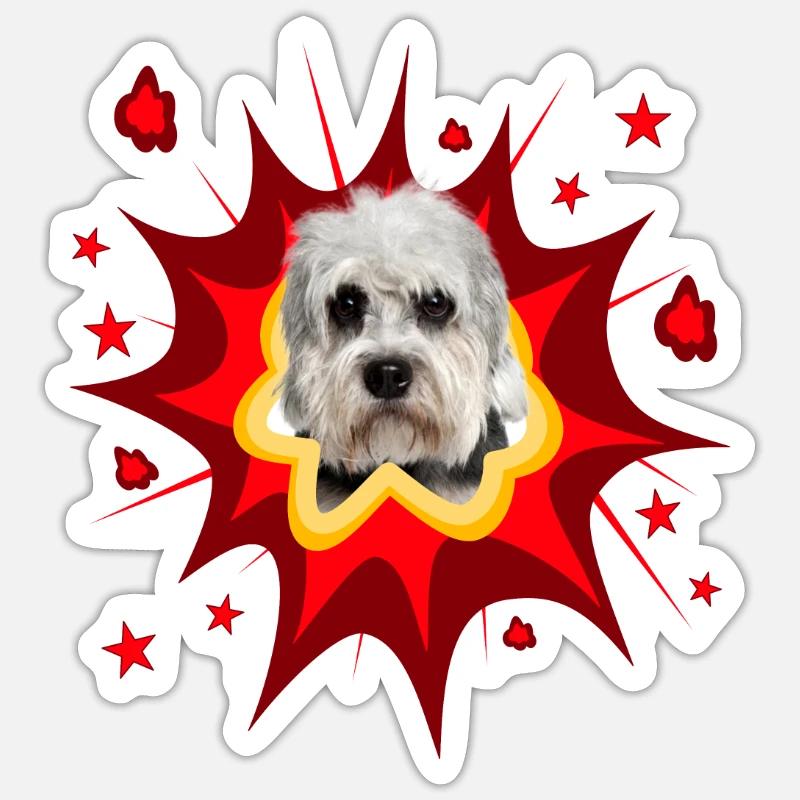 Conception de chien comique - Pow - Dandy Dinmont Terrier Sticker taille S (10 x 10 cm)