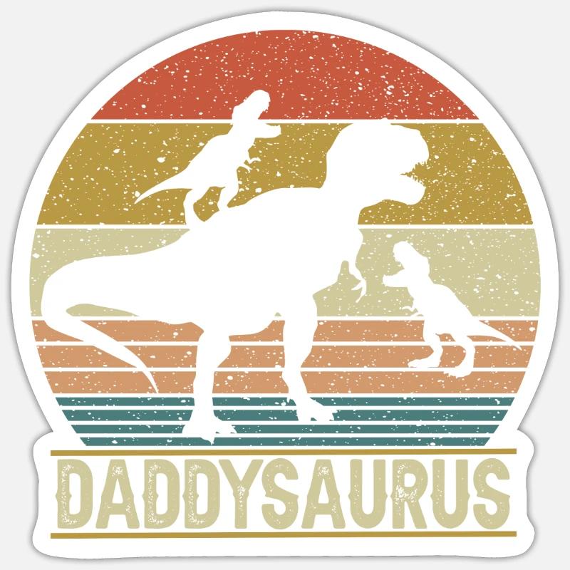 Daddysaurus Two kids christmas Gift For Dad, Daddy - Sticker size S (10 x 10 cm) - white matte
