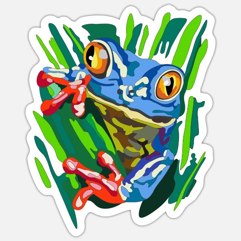 Frog on the tree Sticker size S (10 x 10 cm)