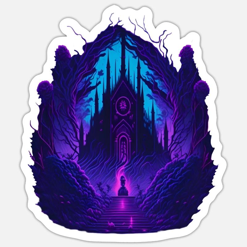 Neon Gothic Church Gothic Architecture - Sticker size S (10 x 10 cm) - white matte