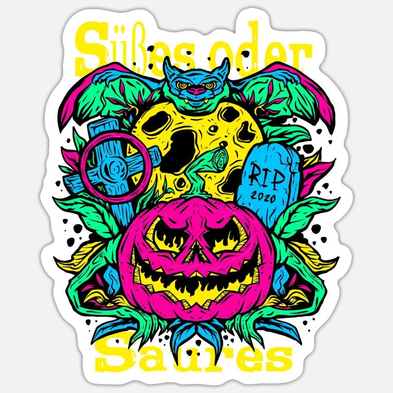 Süßes oder saures - Halloween Motiv Sticker Größe S (10 x 10 cm)