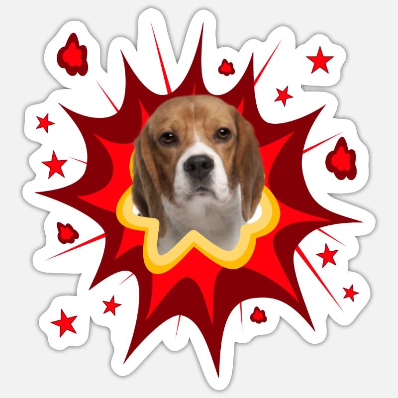 Conception de chien comique - Pow - Beagle Sticker taille S (10 x 10 cm)