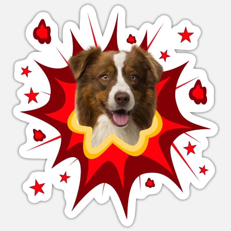 Conception de chien comique - Pow - Border Collie Sticker taille S (10 x 10 cm)