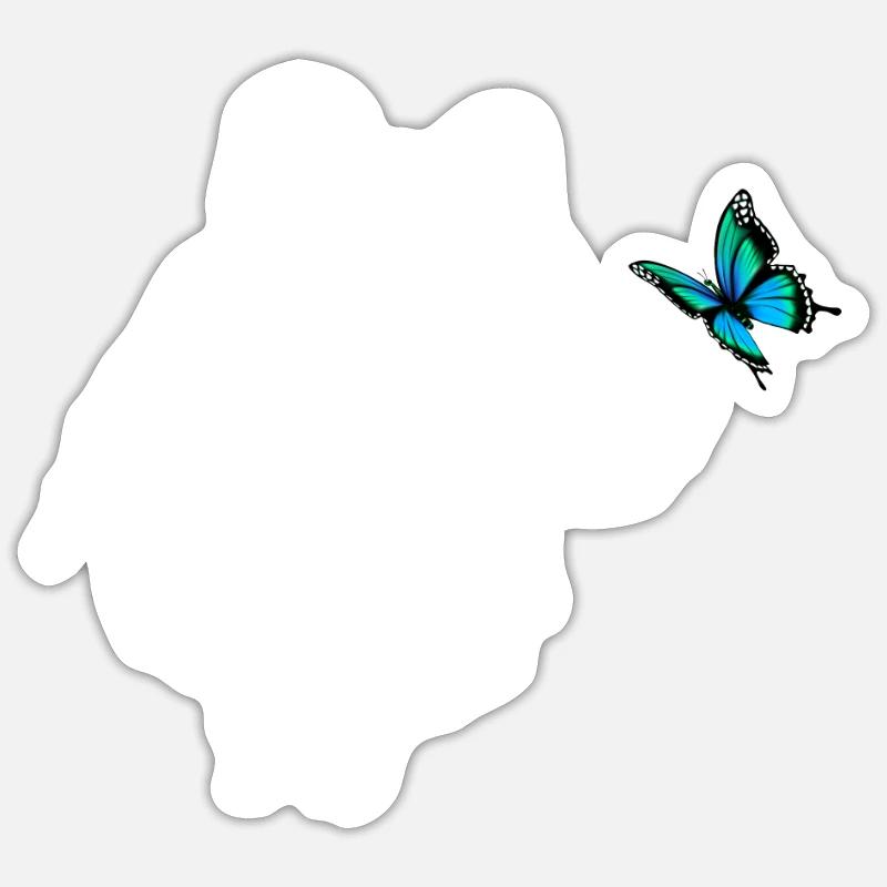 Eisbär mit Schmetterling - Sticker Größe S (10 x 10 cm) - Mattweiß