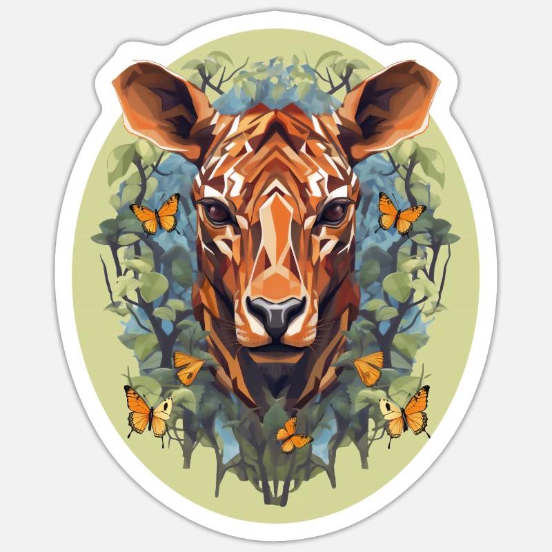 Polygon Art Deer Boho - Sticker size S (10 x 10 cm) - white matte