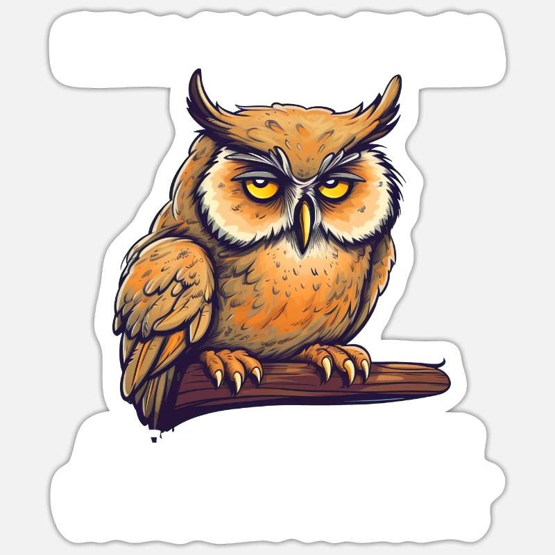Nachteule Eule Eulen Vogel - Sticker Größe S (10 x 10 cm) - Mattweiß
