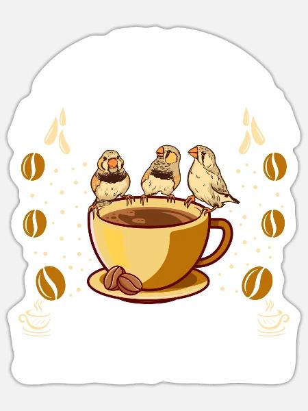 Ein guter Tag startet mit Kaffee Fan Zebrafink - Sticker Größe S (10 x 10 cm) - Mattweiß
