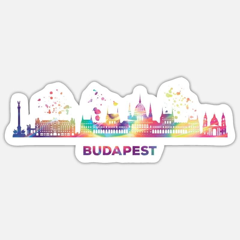 Budapester Skyline Budapest - Sticker taille S (10 x 10 cm) - blanc mat