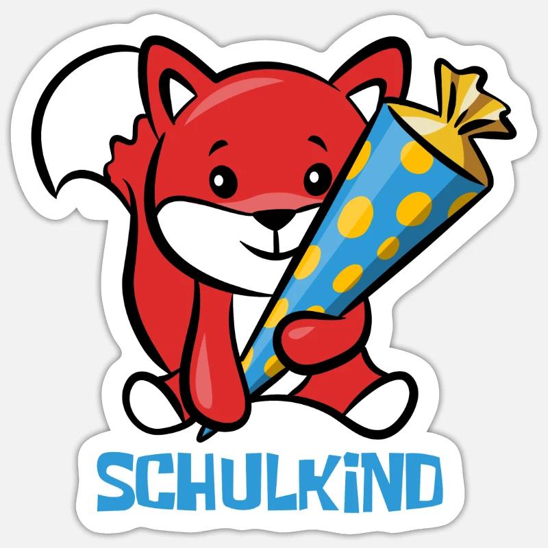 Fuchs Schulanfang Schulkind - Sticker Größe S (10 x 10 cm) - Mattweiß