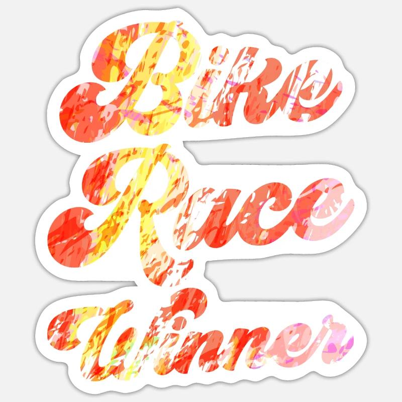Vainqueur de la course cycliste Cycliste Course cycliste - Sticker taille S (10 x 10 cm) - blanc mat