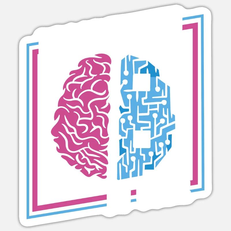 Développeur Coder Programmeur Cerveau - Sticker taille S (10 x 10 cm) - blanc mat