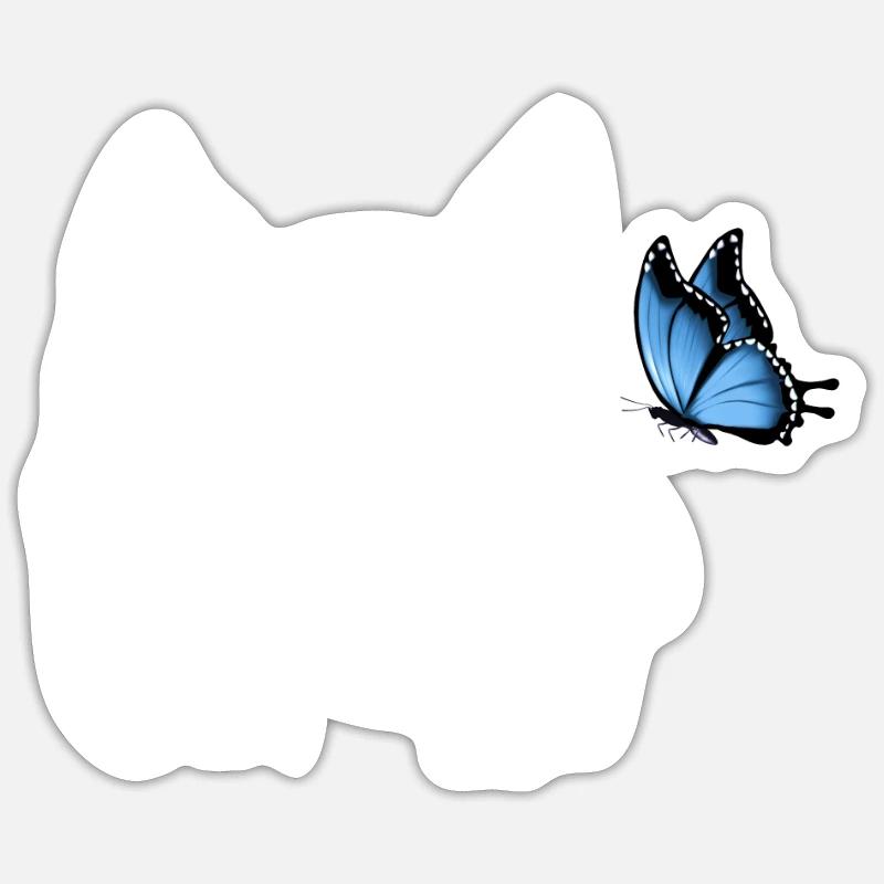 Cochon avec papillon - Sticker taille S (10 x 10 cm) - blanc mat