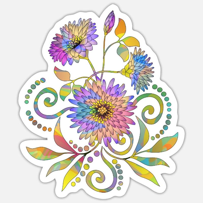 Fleur - Sticker taille S (10 x 10 cm) - blanc mat