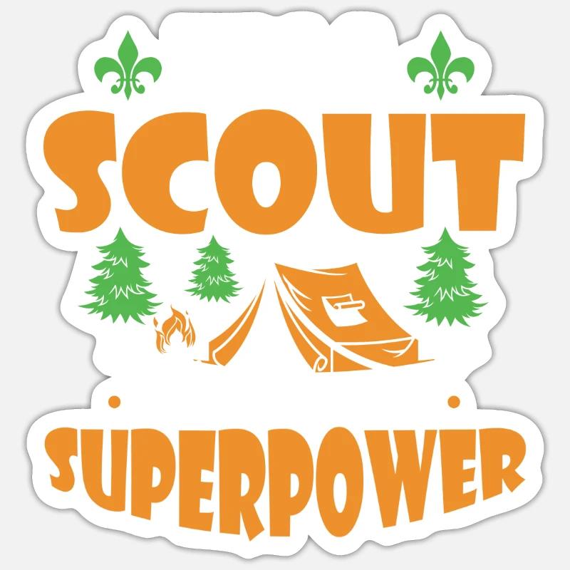 Superpuissance scoute - Sticker taille S (10 x 10 cm) - blanc mat