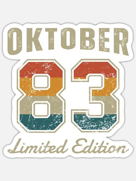 Geburtstag: Oktober 1983 - Limited Edition Retro - Sticker Größe S (10 x 10 cm) - Mattweiß