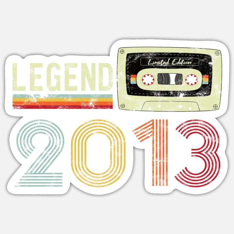 2013 Geburtstag Vintage Cassette - Sticker Größe S (10 x 10 cm) - Mattweiß