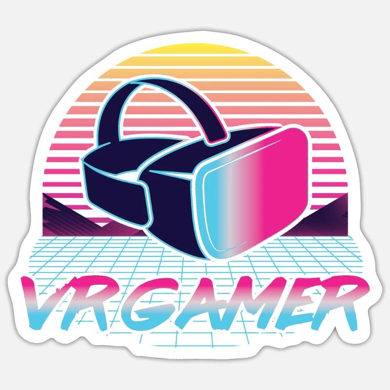 Cadeau VR de réalité virtuelle - Sticker taille S (10 x 10 cm) - blanc mat