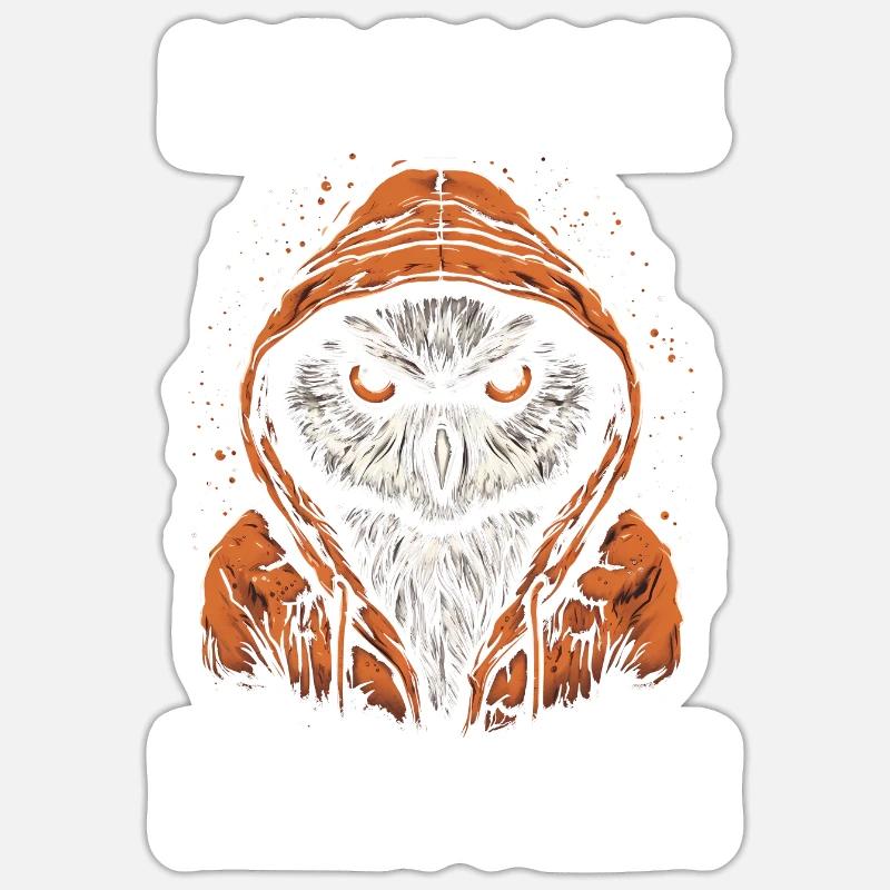 Nachteule Eule Eulen Vogel - Sticker Größe S (10 x 10 cm) - Mattweiß
