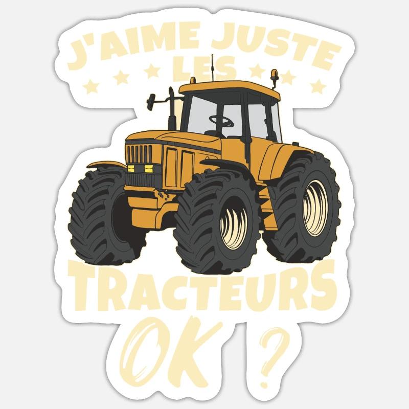 J'Aime Juste Les Tracteurs - Sticker taille S (10 x 10 cm) - blanc mat