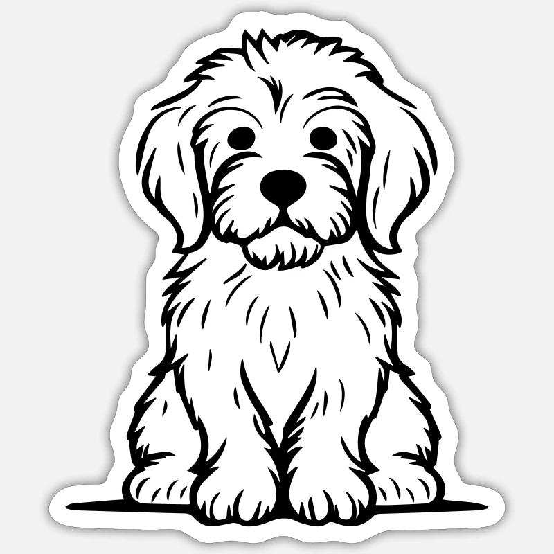 Doodle Puppy - Sticker taille S (10 x 10 cm) - blanc mat