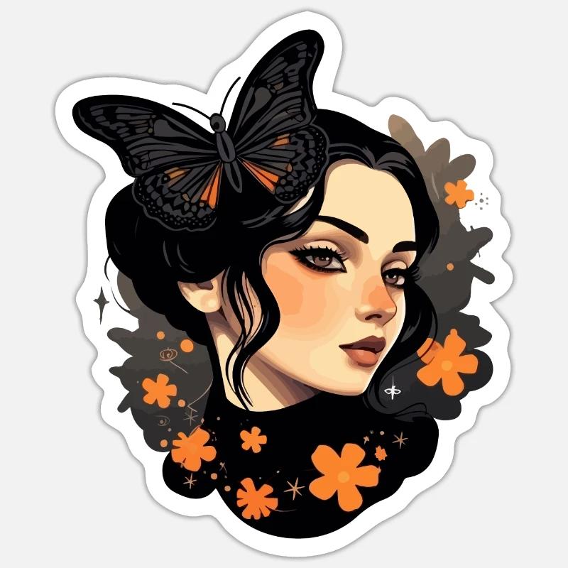 Ästhetisches Mädchen: Gothic Wave Design mit Sticker Größe S (10 x 10 cm)