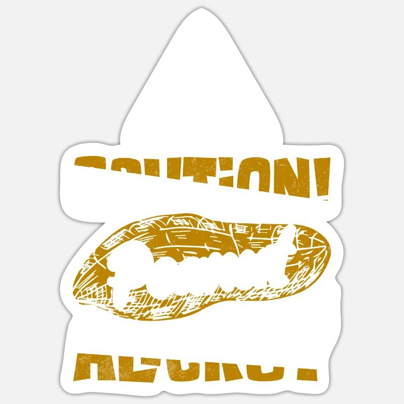 Caution! Peanut Allergy Nut Allergic Awareness - Sticker Größe S (10 x 10 cm) - Mattweiß