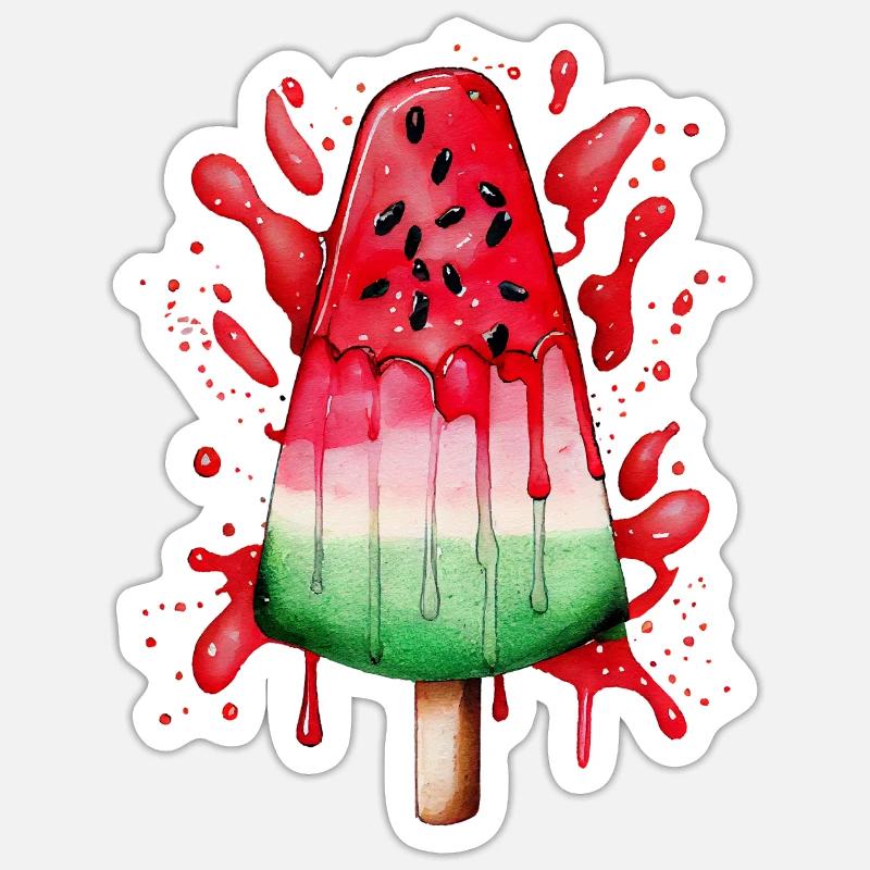 Watermelon Ice Wassermelone Eis - Sticker Größe S (10 x 10 cm) - Mattweiß