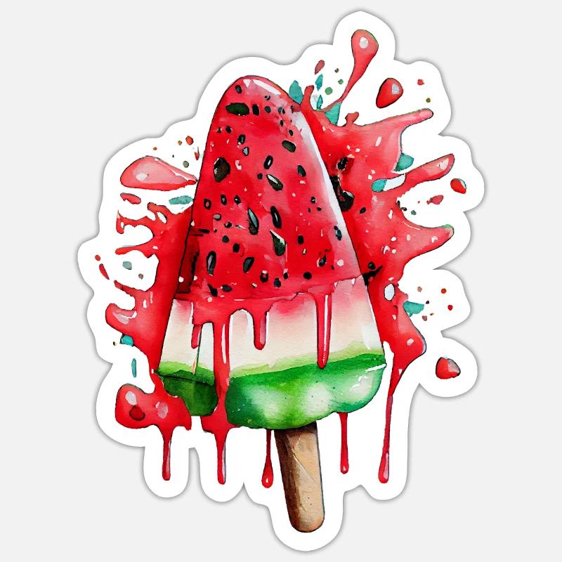 Watermelon Ice Wassermelone Eis - Sticker Größe S (10 x 10 cm) - Mattweiß