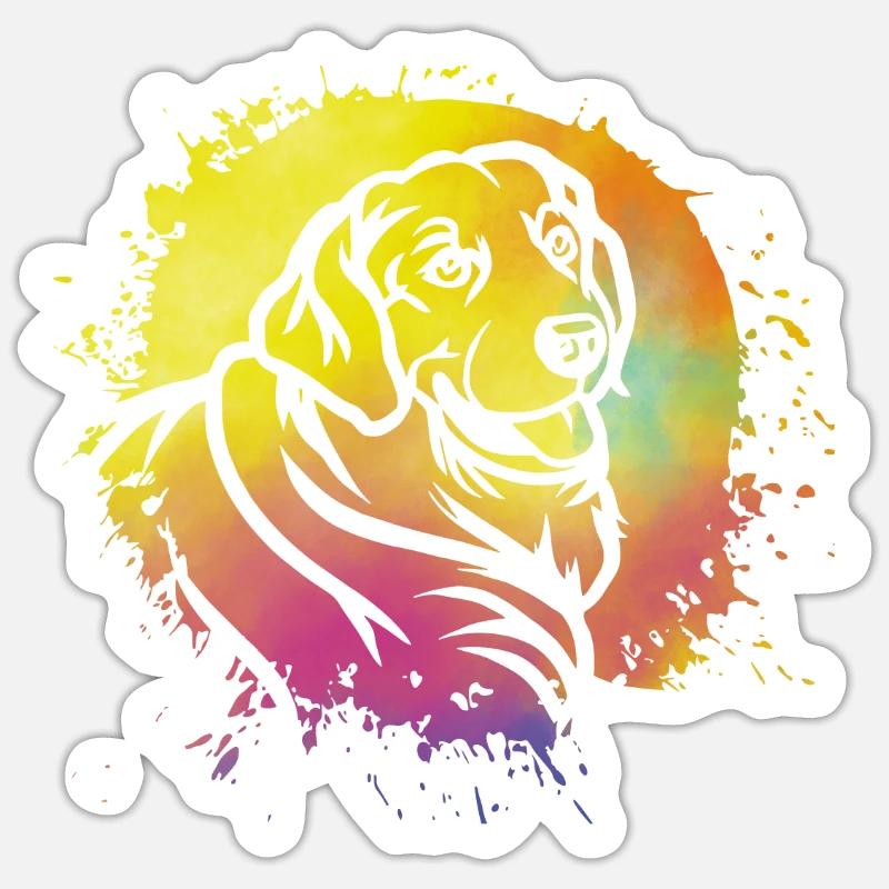 Labrador Rétro - Sticker taille S (10 x 10 cm) - blanc mat