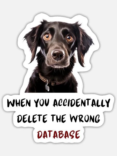 When you accidentally delete the wrong database - Sticker Größe S (10 x 10 cm) - Mattweiß