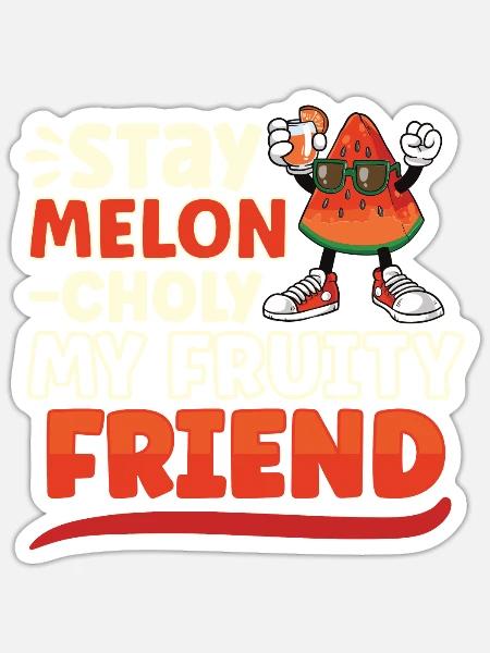 Wassermelonen-lustige Frucht Lustiger Spruch - Sticker Größe S (10 x 10 cm) - Mattweiß