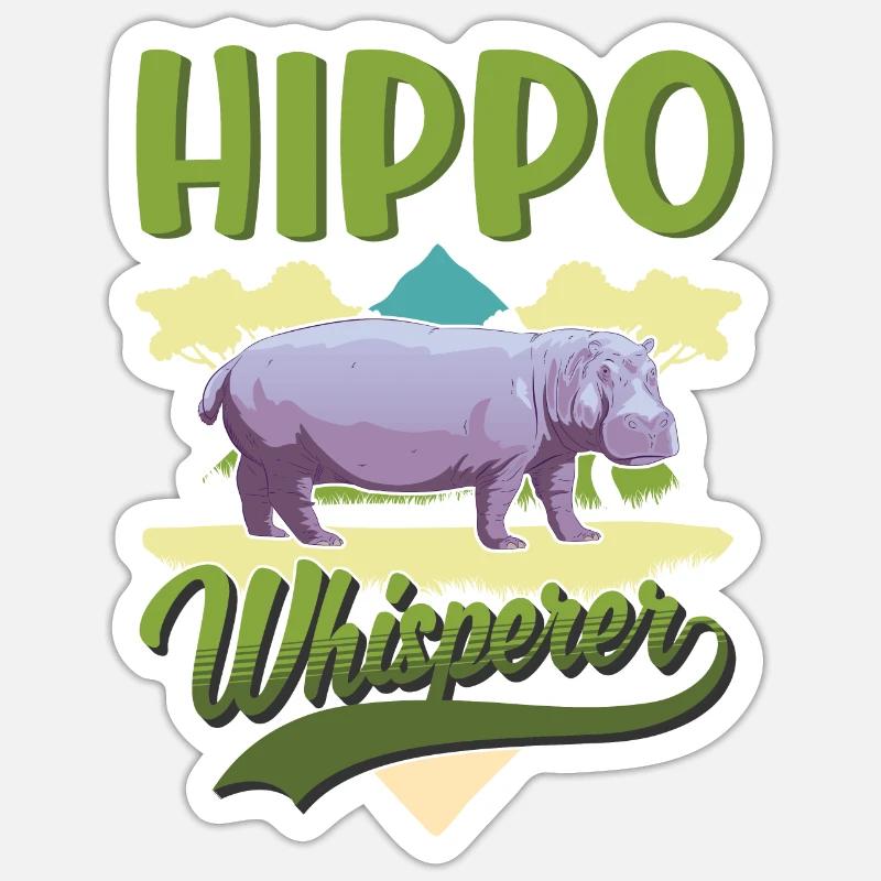 Hippo Whisperer Hippo Hippo - Sticker taille S (10 x 10 cm) - blanc mat