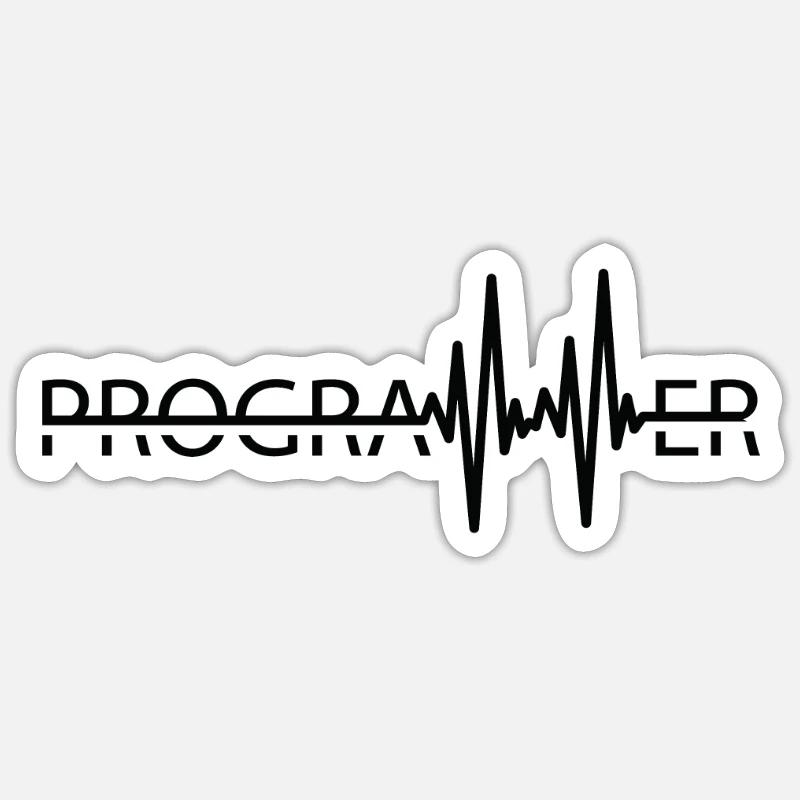 Programmeur Codeur de programmation Heartbeat Sticker taille S (10 x 10 cm)