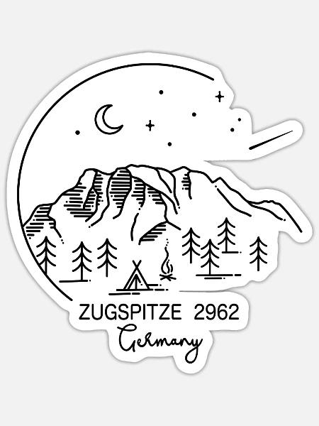 Zugspitze 2962 Höchster Berg Deutschland Wandern - Sticker Größe S (10 x 10 cm) - Mattweiß