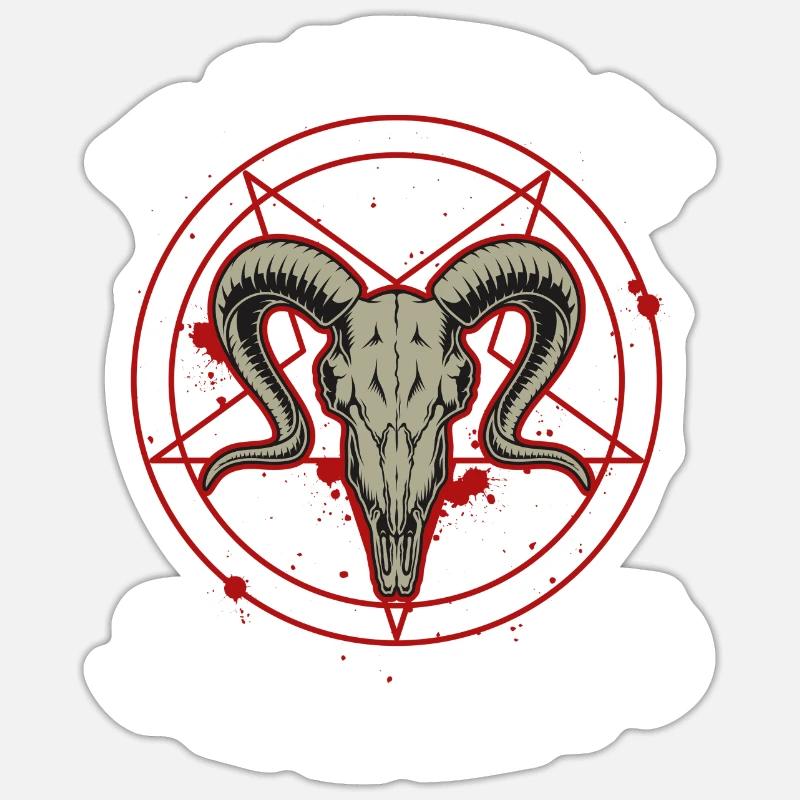 Drôle de satanisme Satan satanique - Sticker taille S (10 x 10 cm) - blanc mat