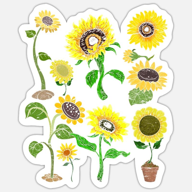 Sonnenblumen Gärtner Blumen Geschenk Botanik - Sticker Größe S (10 x 10 cm) - Mattweiß