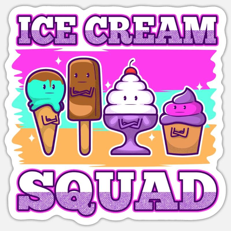 Escouade de crème glacée - Sticker taille S (10 x 10 cm) - blanc mat