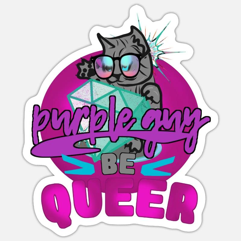 Queer - Chat mignon - Sticker taille S (10 x 10 cm) - blanc mat