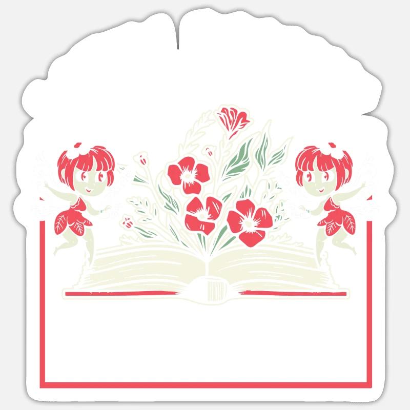 Buch Leseratte Bücherwurm Buchfee - Sticker Größe S (10 x 10 cm) - Mattweiß