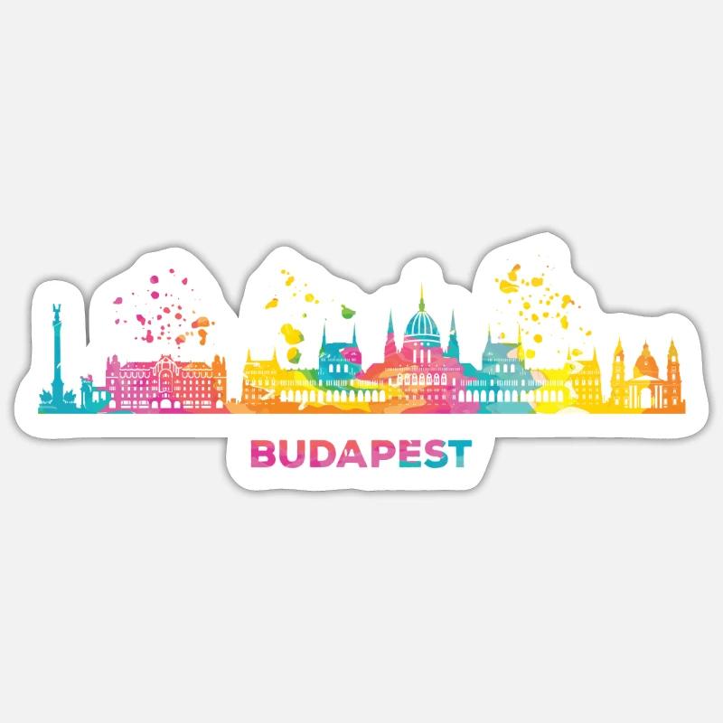 Budapester Skyline Budapest - Sticker taille S (10 x 10 cm) - blanc mat