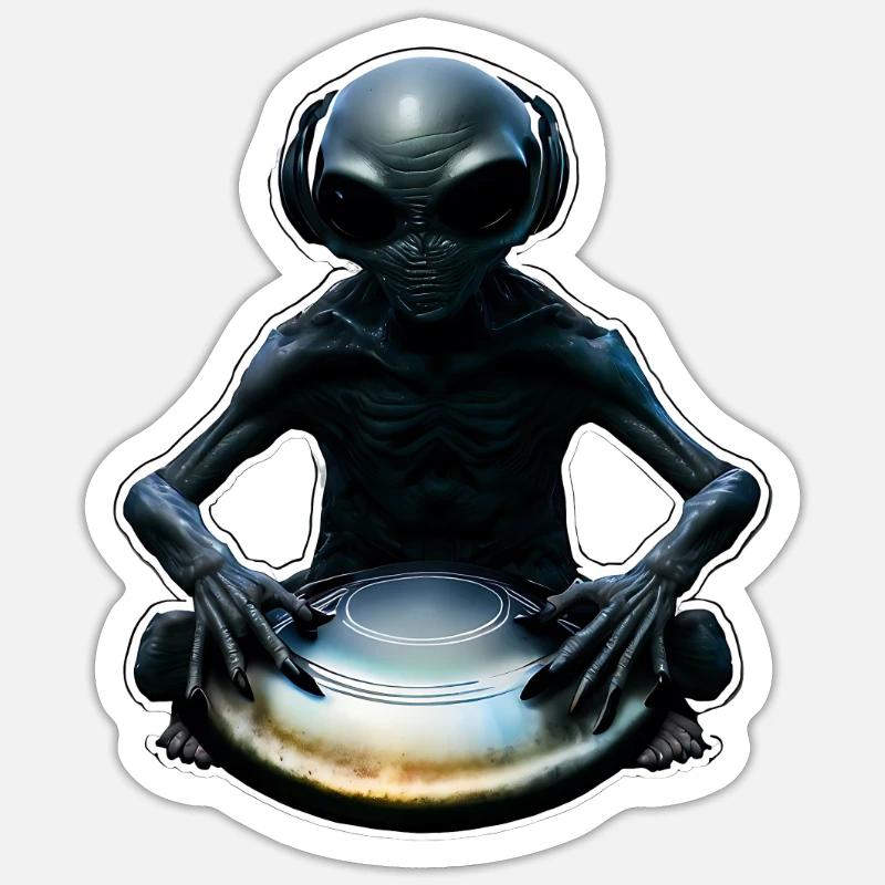 Alien Handpan Player - Sticker size S (10 x 10 cm) - white matte